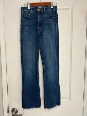 Mother The Hustler Ankle Fray Jeans, Home Movies Wash, Size 24